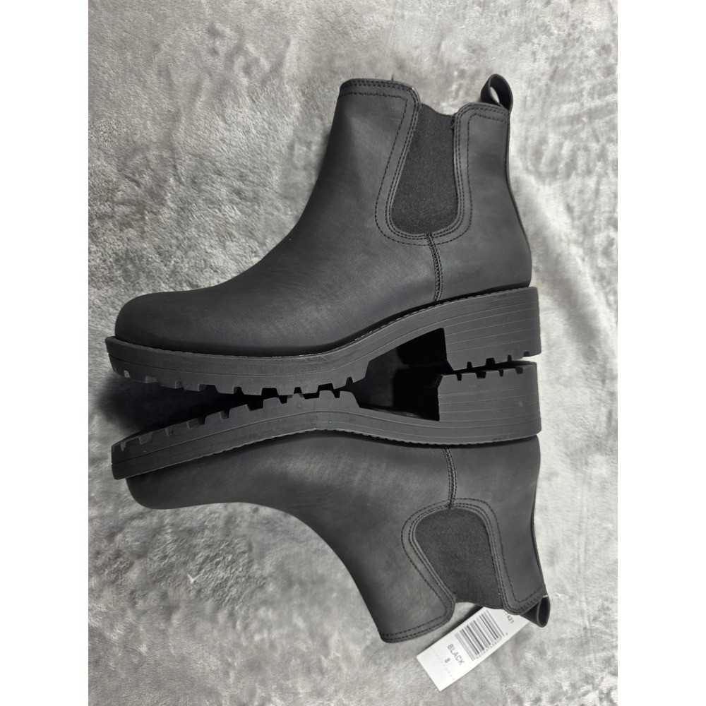 Buffalo David Bitton Anna Chelsea Boot Women 8 Black Water Repellant Lug‎ Sole